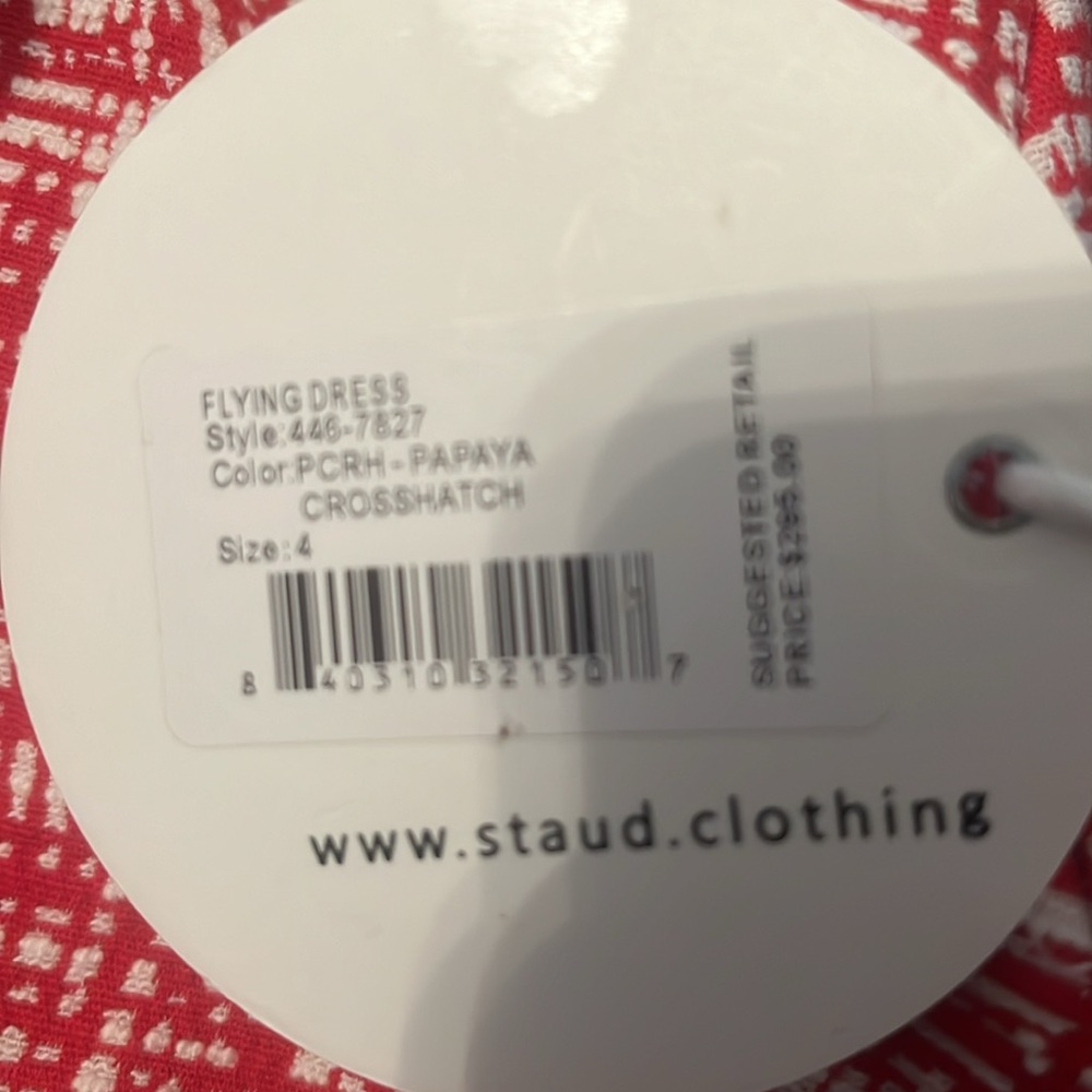Staud NWT Flying Dress Papya Crosshatch Size 4 - Picture 8 of 8
